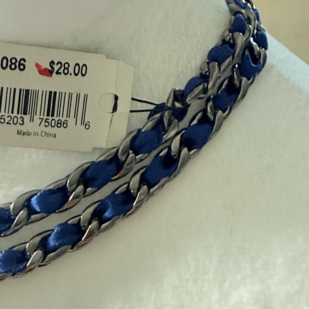 ⚕️18” Healing Hematite Blue Ribbon Woven Chain Necklace by Cookie Lee